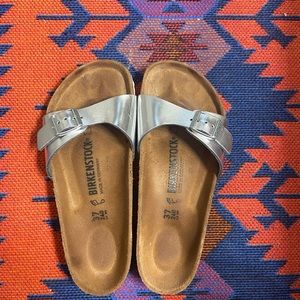 Silver Birkenstock Madrid Sandals